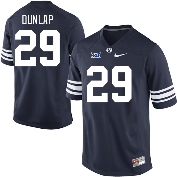BYU Cougars #29 Jayden Dunlap Big 12 Conference College Football Jerseys Stitched Sale-Navy